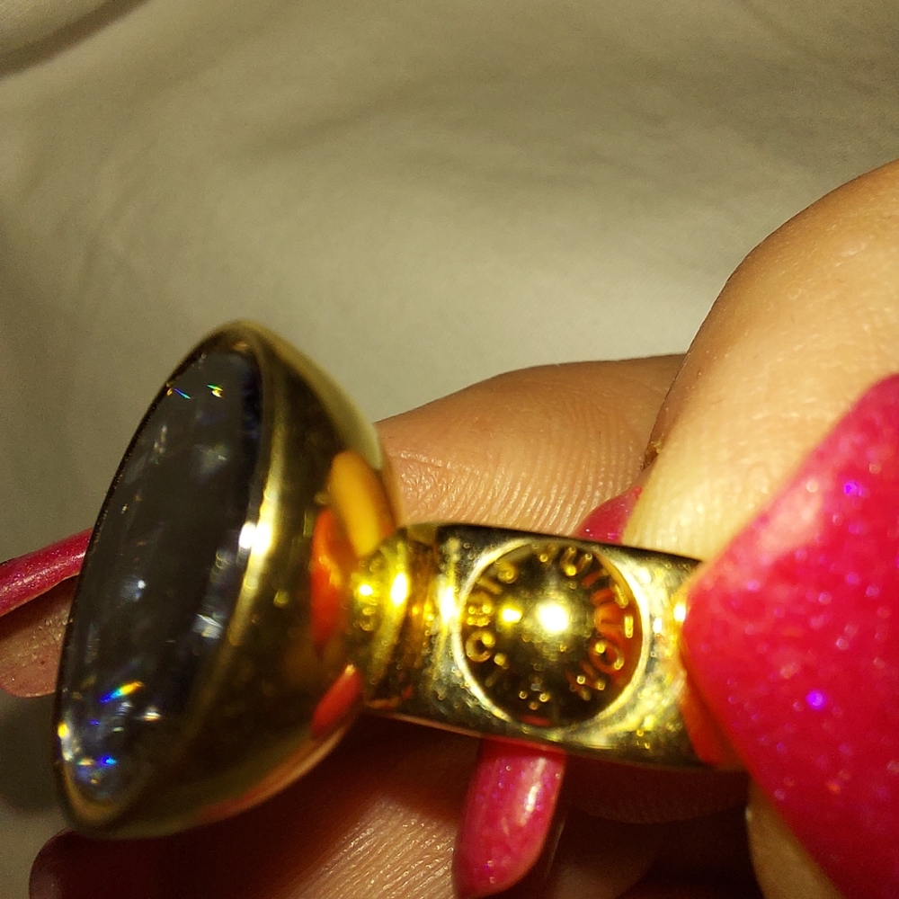 LOUIS VUITTON Over the Rainbow Ring Black Swarovski Crystal Sz L - Picture 6 of 12